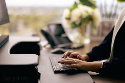 working at desk