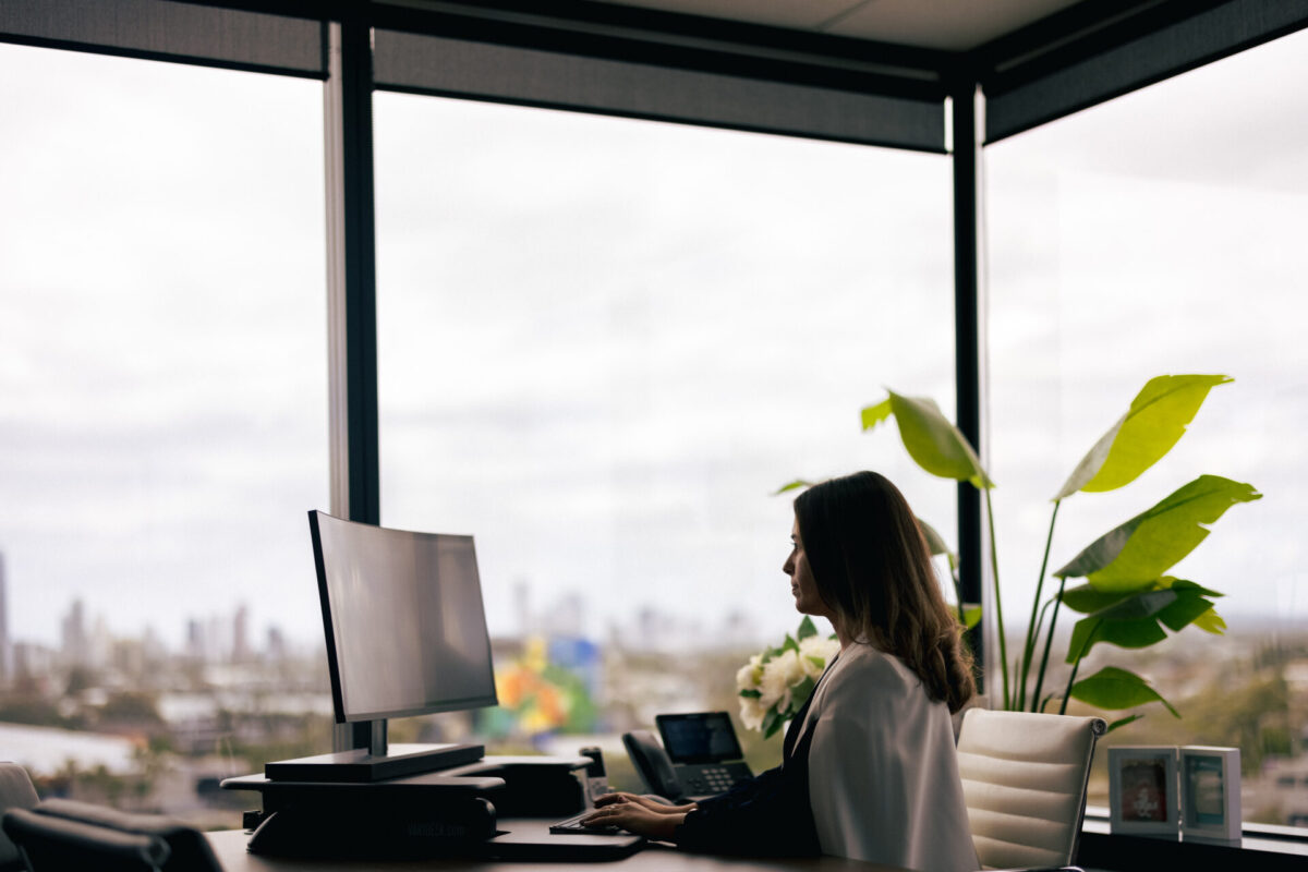 Melissa Inglis at desk